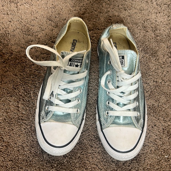 Metallic Blue Converse Shoes - Picture 1 of 4